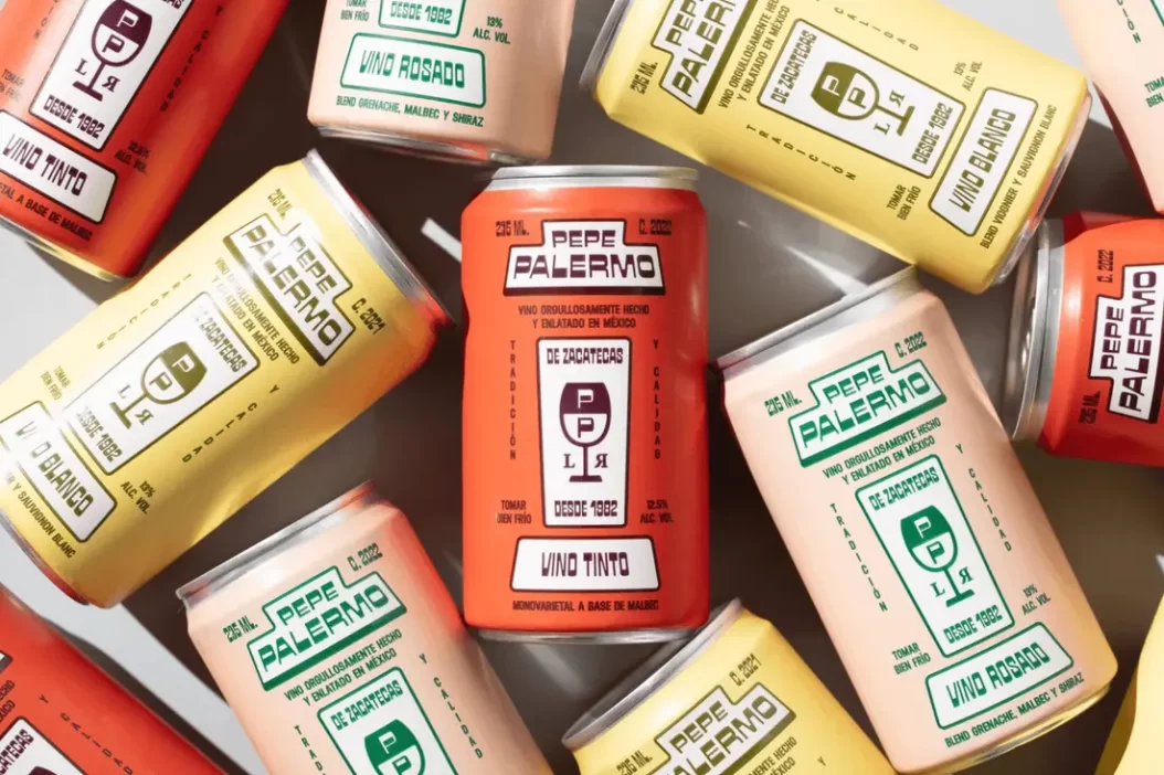 Pepe Palermo canned wine in white, rosé, and red varieties.