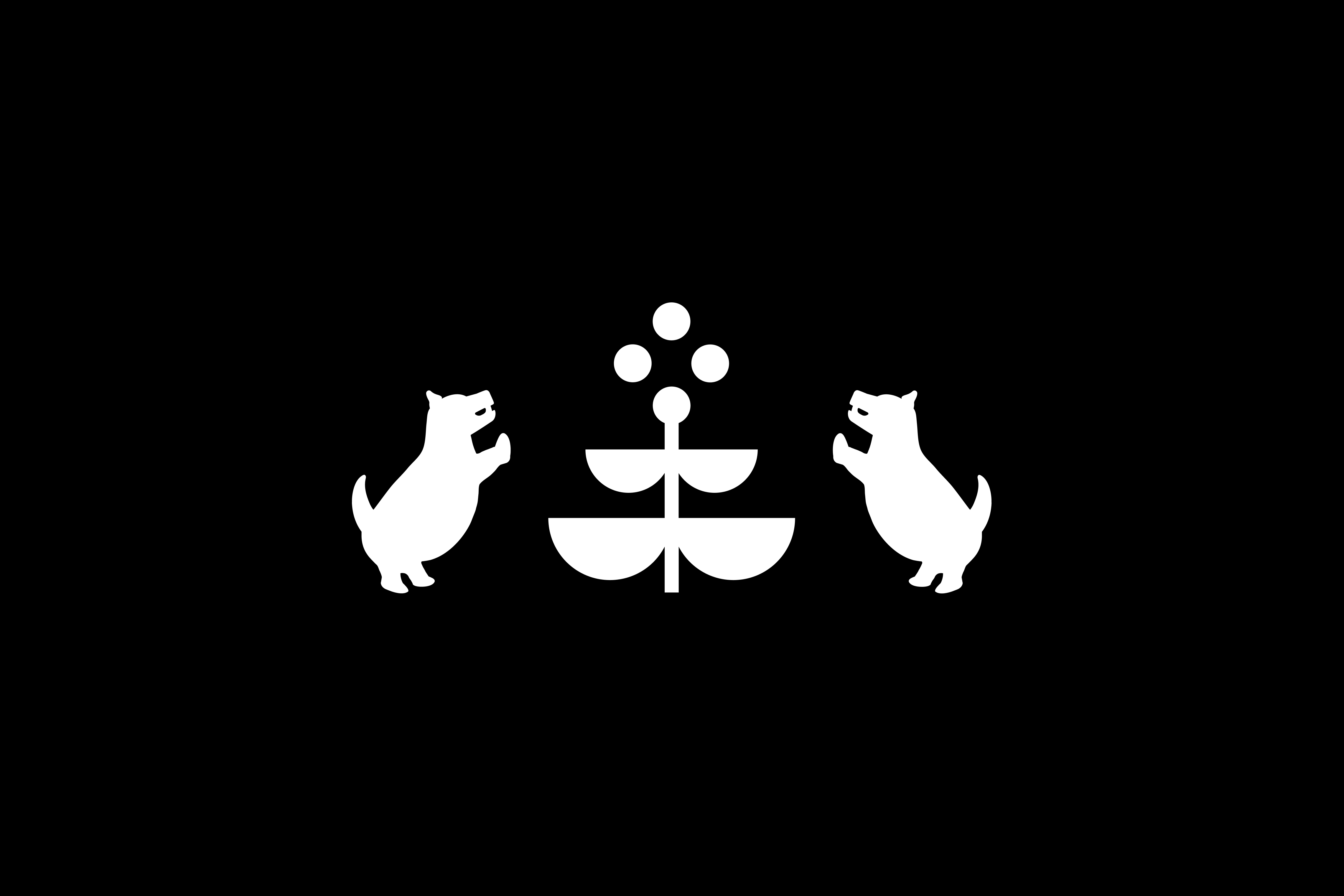 Colima Cero logo icon with two illustrated dogs on black background.