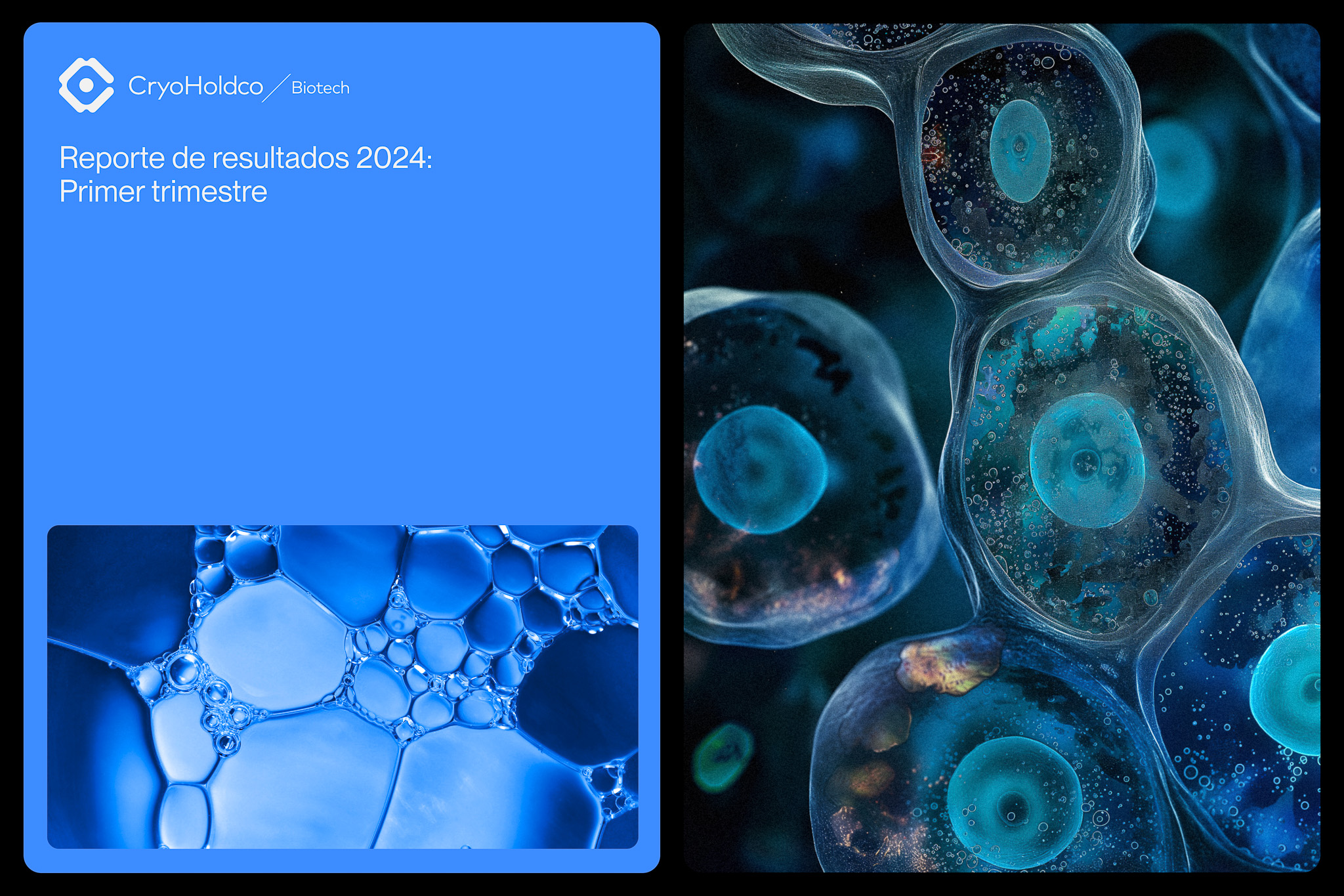 CryoHoldco cover design with abstract cells texture.